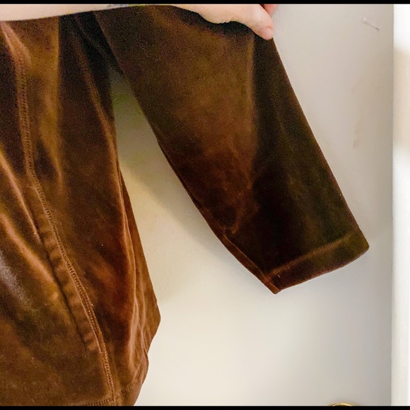NWOT chocolate brown velour track jacket Avenue 20 - Picture 5 of 5